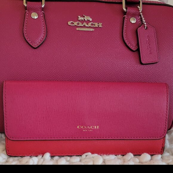 New Coach Rowan Satchel in Bright Violet with Wallet - Picture 2 of 11